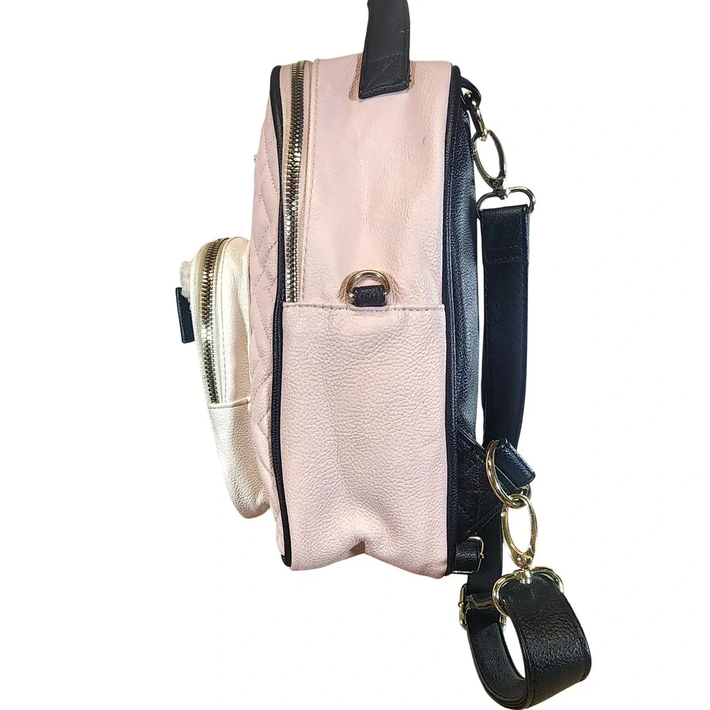 Betsey Johnson Pink Bear Face Quilted Mini Backpack Gold Hardware Rare‎